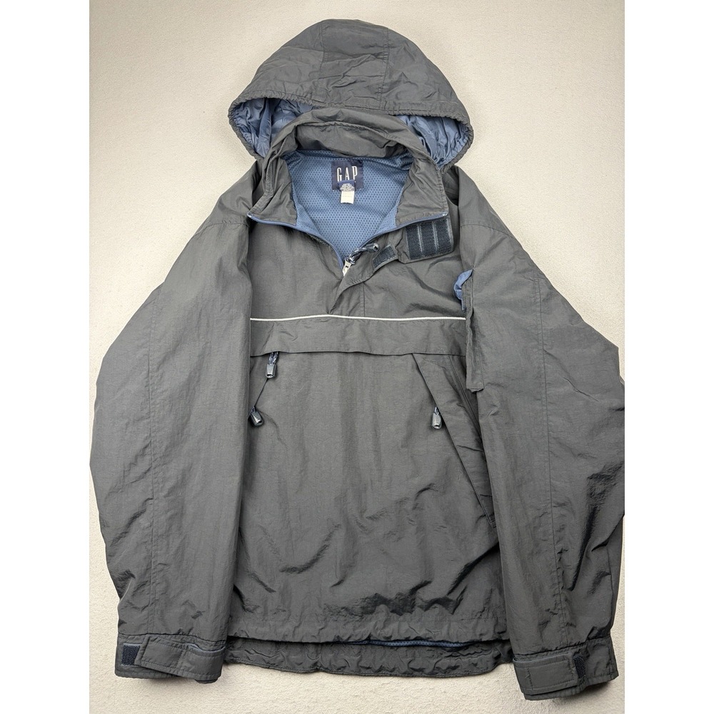 Vintage 90s GAP Nylon Anorak Jacket Men's Small Black Packable Hood Y2K